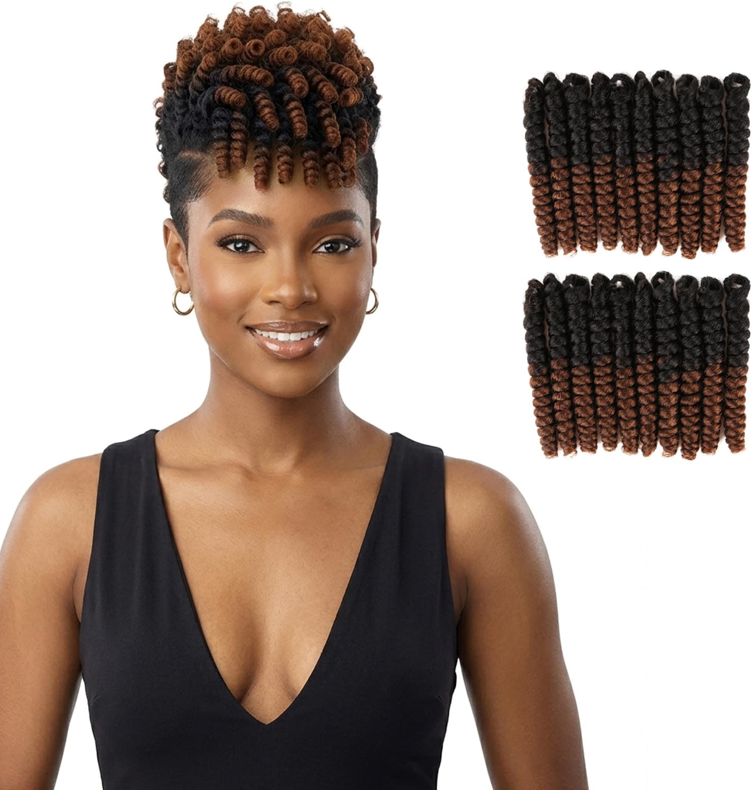 Queentas 3Pack 10inch Afro Short Crochet Hair extensions for women Black to Brown Synthetic Braids Braiding Hair Extensions