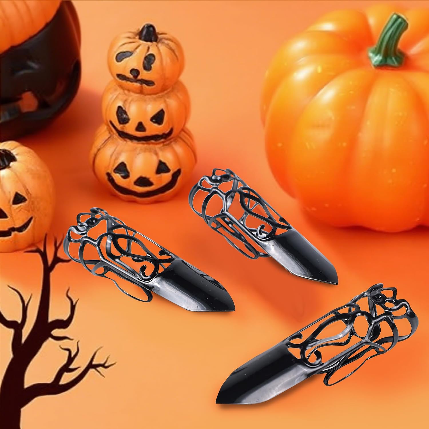 Finger Claws Nail Rings, Adjustable Metal Queen Cosplay Accessories for Halloween Scary Vampire Drama Dance Show image 3