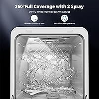 Vista 5 de AIRMSEN Narrow Countertop Dishwasher with 5L Water Tank, Portable Dishwasher with 14.6" Narrow & 20.1" Deep Design, 9 Programs, 24H Delay Start &