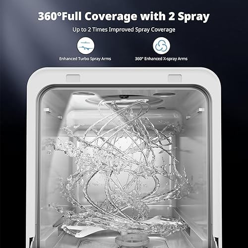 Miniatura 5 de AIRMSEN Lavavajillas portátil para encimera con tanque de agua de 5 L, mini lavavajillas con diseño estrecho de 14.6 pulgadas y 20.1 pulgadas de