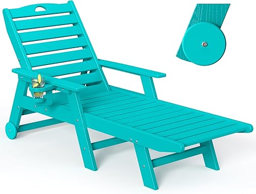 nalone Chaise Lounge para exteriores con respaldo ajustable de 5 posiciones, silla de descanso de polietileno de alta densidad para soportar