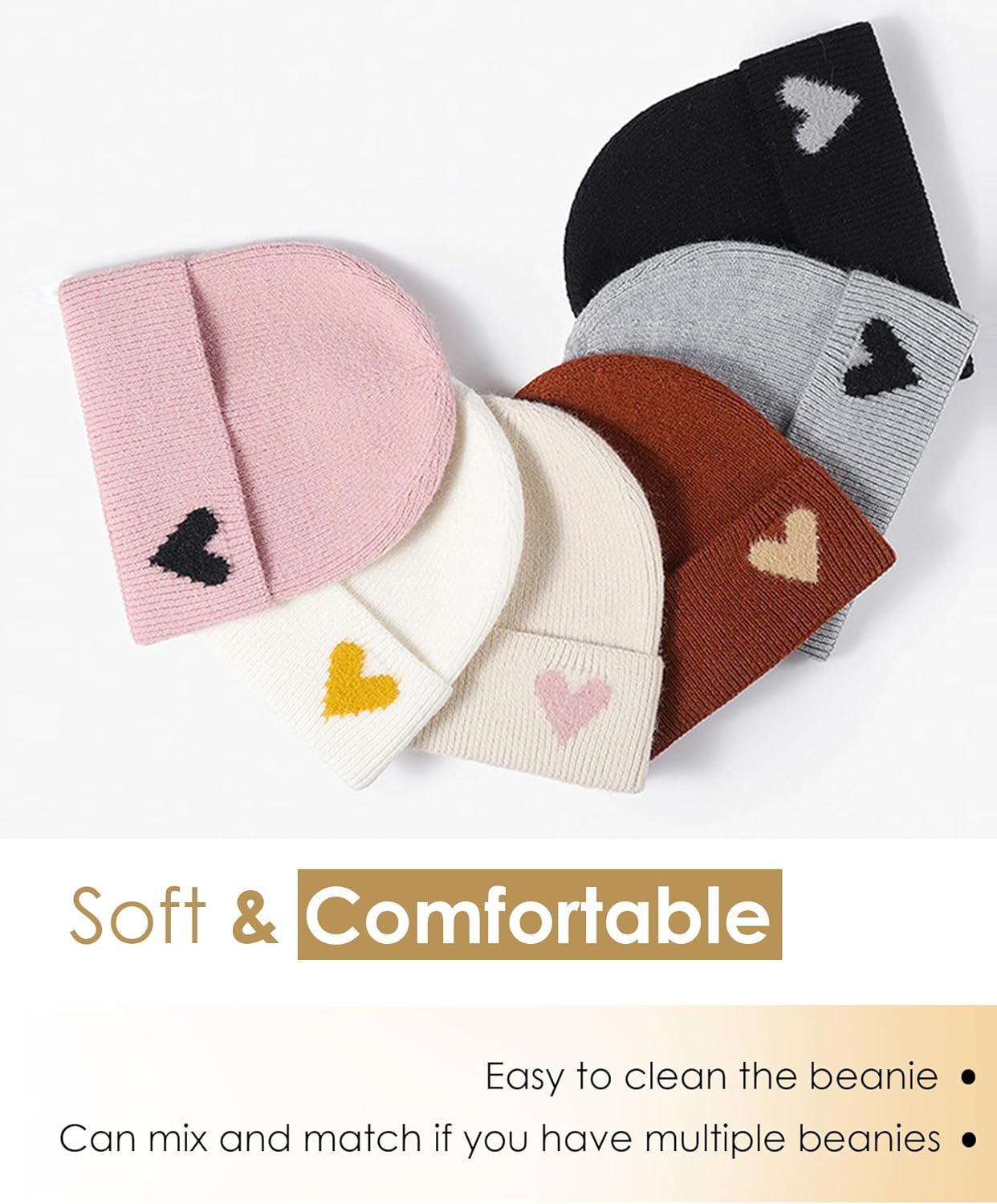 Gossifan 暖かい冬用帽子 女性用ニットビーニーハット スカルキャップ ビーニーハット