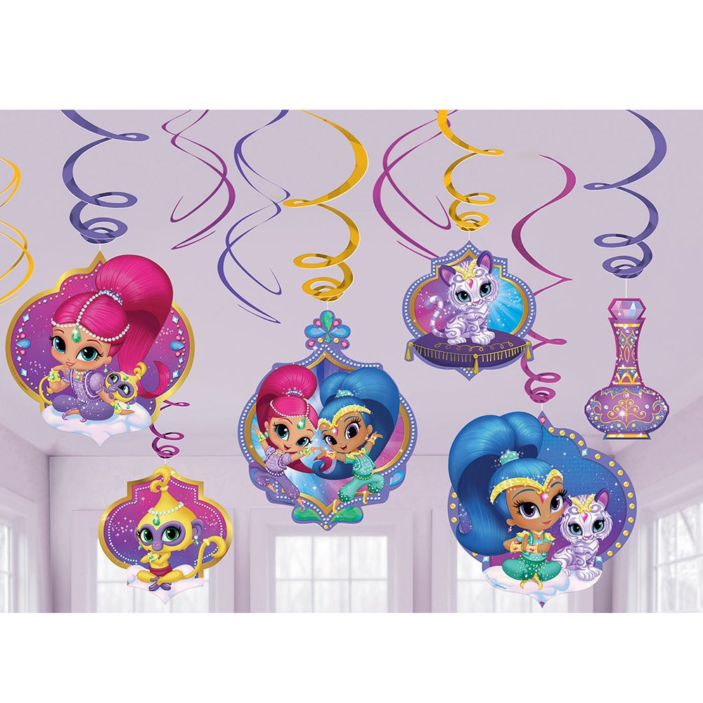 amscanShimmer and Shine Foil Swirl Decorations | Shimmer and Shine Collections - 12pcs, Multicolor | Party Accessory (671653)