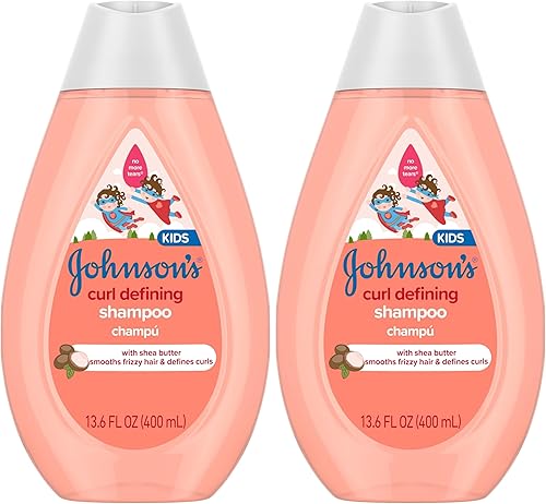 Johnson's Baby Champú para niños que definen los rizos, control del encrespamiento, sin lágrimas con manteca de karité, fórmula sin parabenos,