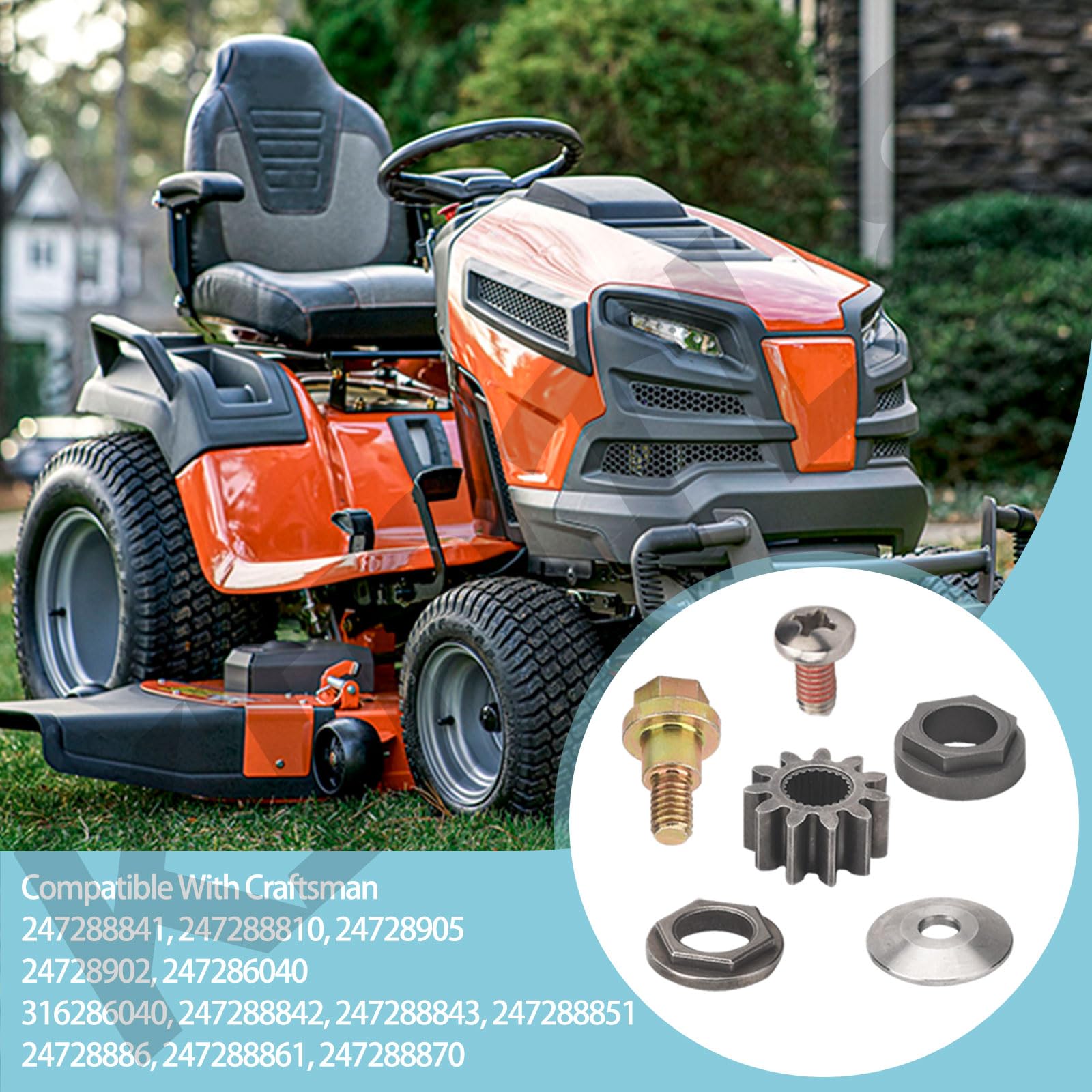 738-0919B - Eje de dirección y kit de engranajes de sector 617-04094 para cortacésped Troy-Bilt Craftsman MTD 247288841 247288810 24728905, reemplaza 738-0919B, 738-0919A, 753-00 4517, 7380919