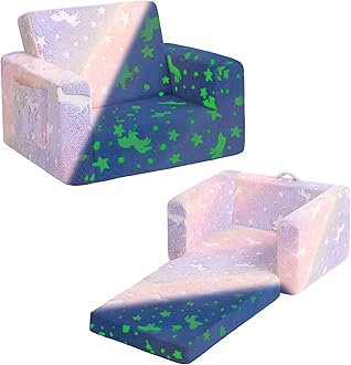 Tiita Kids Sofa, 2-in-1 Kid Sofa, Convertible Children Couch to Lounger, Flip Out Kids Chair, Toddler Armrest Chair Bed, Folding Kid Play Sofas for Girl or Boy(Twill Pegasus)