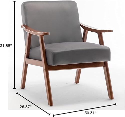 Miniatura 2 de Container Furniture - Silla decorativa con tapicería de microfibra y marco de madera maciza, muebles clásicos de mediados de siglo para sala de