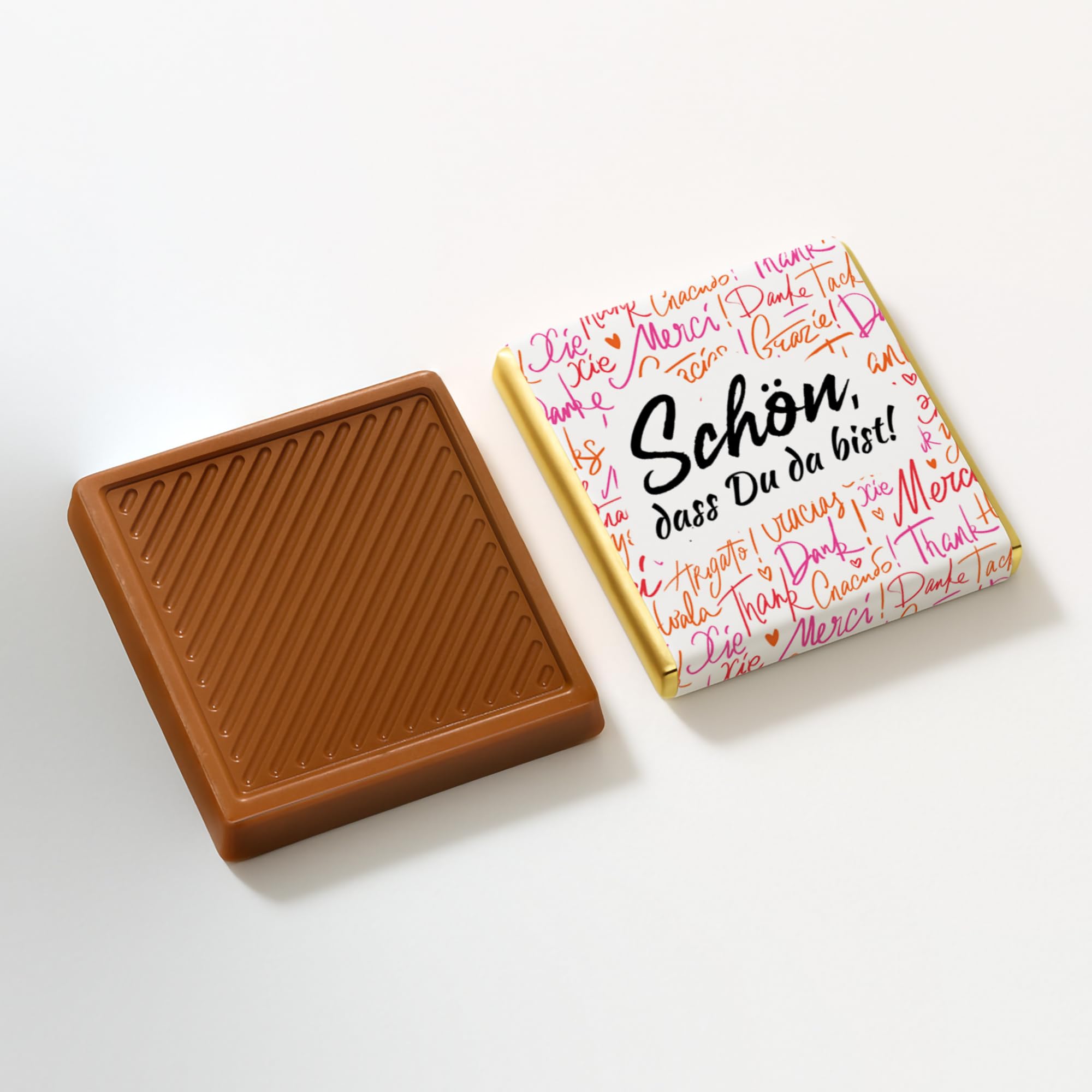 145 Stück Danke Schokolade "Schön, dass du da bist“ – Mini Milchschokolade Gastgeschenk für Gäste – Perfekt für Events, Feiern & besondere Anlässe