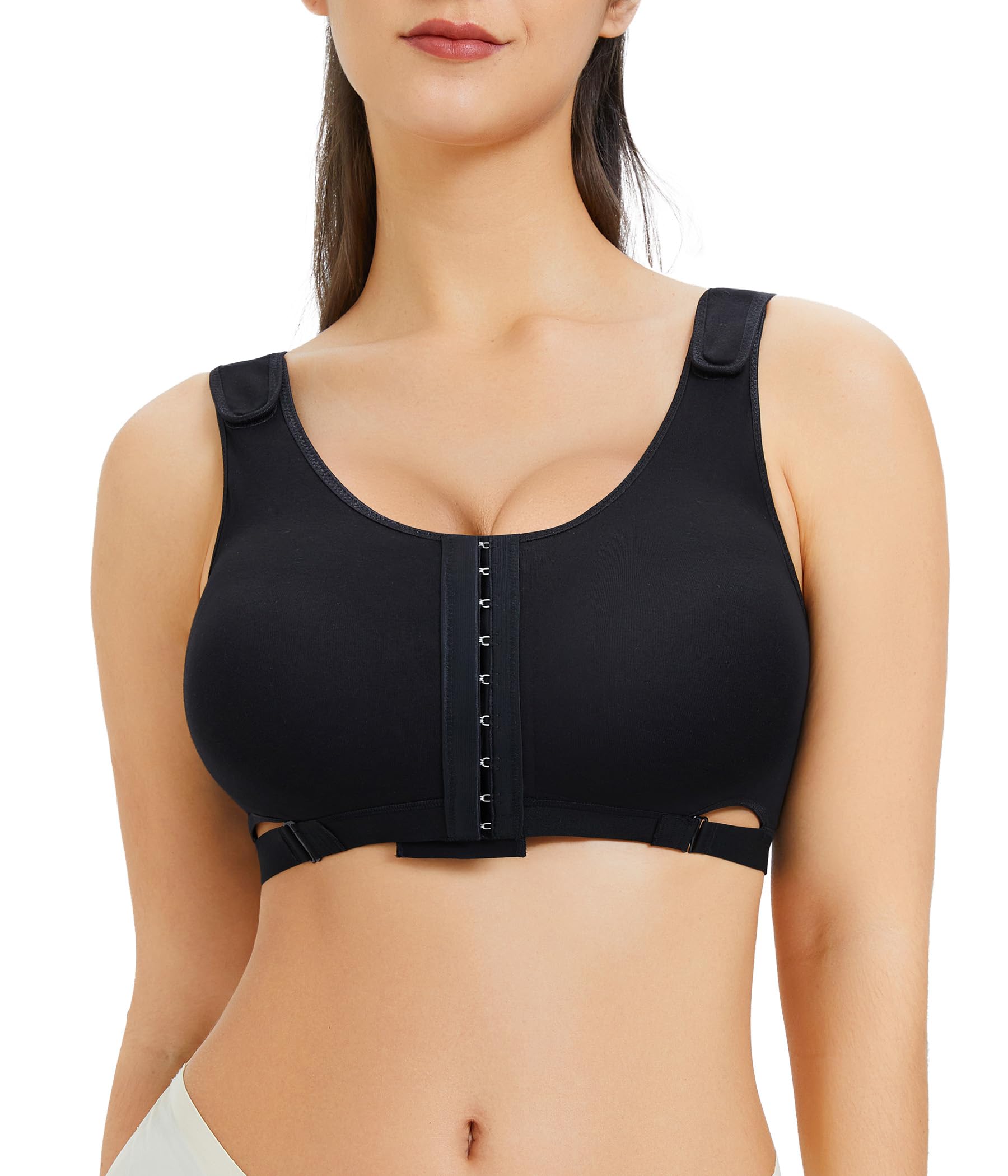 Nebility Women Front Closure Sports Bras Compression Support Everyday Bra with Adjustable Straps