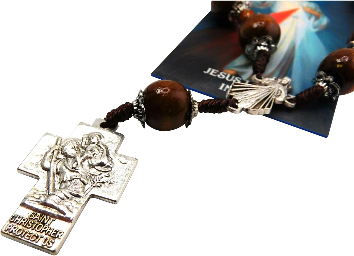 Westmon Works Divine Mercy Rosary Chaplet One Decade Wood and Metal Catholic Prayer Set with Holy Card - Image 4