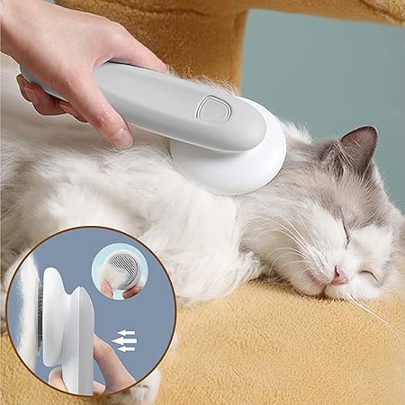 Amazon Co Jp Amazon限定ブランド ペット用ブラシ 丸洗い可能 ワンプッシュ式 ブラッシングブラシ 猫ブラシ 犬用ブラシ スリッカーブラシ抜け毛取りクリーナ ー マッサージ 痛くない 皮膚に優しい お手入れ簡単 犬猫通用 中毛 長毛 種向け 一木良品 グレー