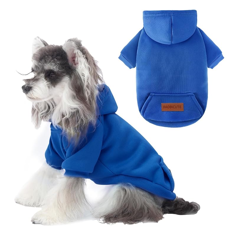 Moletom com Capuz para Cães Pequenos e Gatos em Poliéster com Forro de Fleece BAOBICUTE Azul-escuro S, Pacote com 1