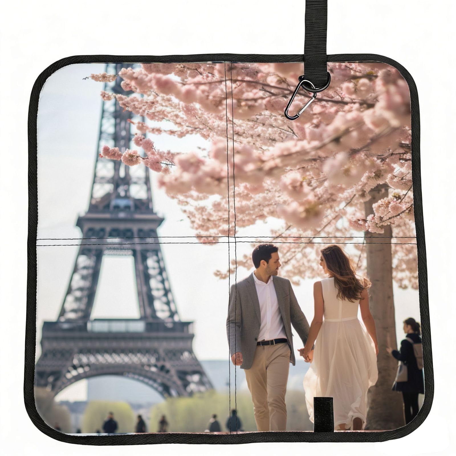 YGLHBDPBF Tower Eiffel Paris Couple Print Camping seat cushion,Foldable Sitting Pads,Save Backpack Space for Hiking
