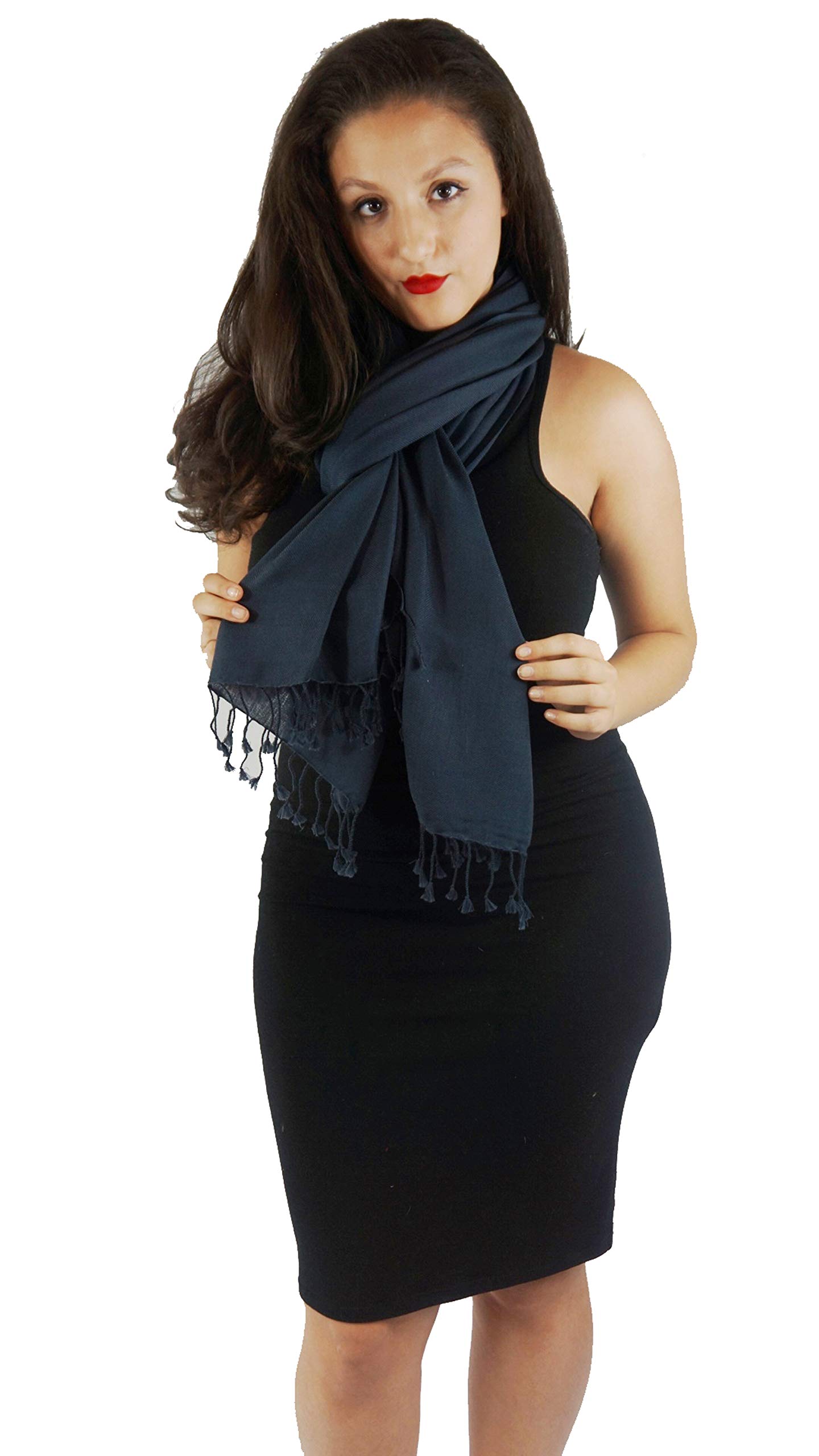 Cashmere Pashmina Group: Solid Pashmina Shawl, Scarf, Wrap & Stole (Large size) Charcoal Grey