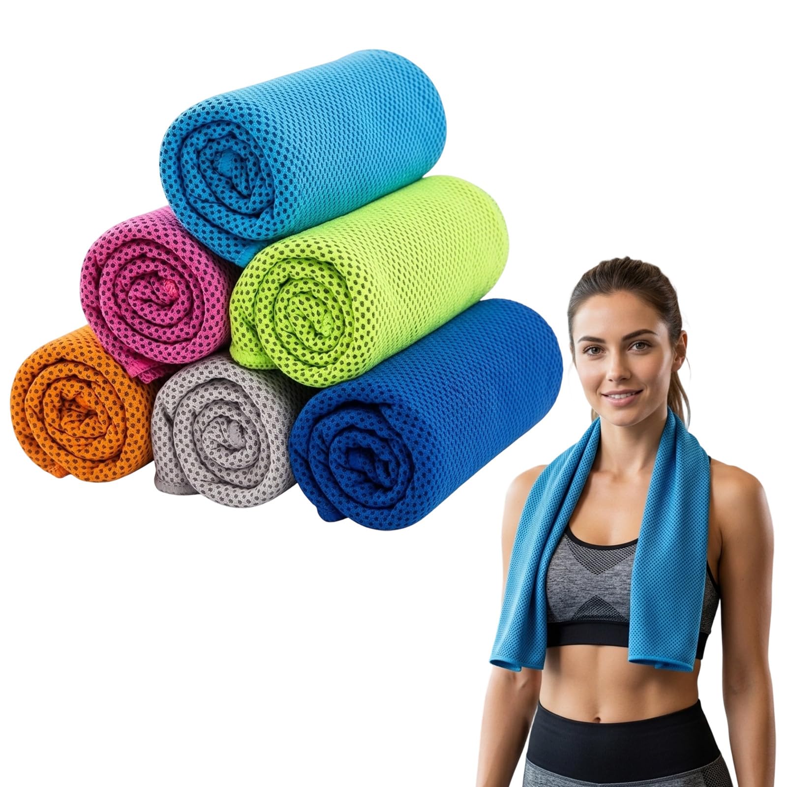 KSVFTB 6pc Cooling Towels,Cooling Towels for Neck,Sports Towels for Hot Weather, Yoga, Outdoor, Golf, Running, Hiking, Sports & Camping, 30 x 80 cm
