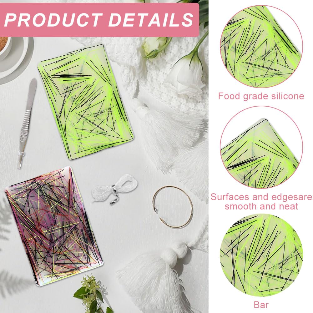 2Pcs Picky Pad Skin Picking Fidget Toys with Beads &Tweezer Silicone Sensory Toys Hair Picking Fidget for Release Anxiety Stress Relief for Trichotillomania Portable Fidget Pad for Travel (E) - Image 3