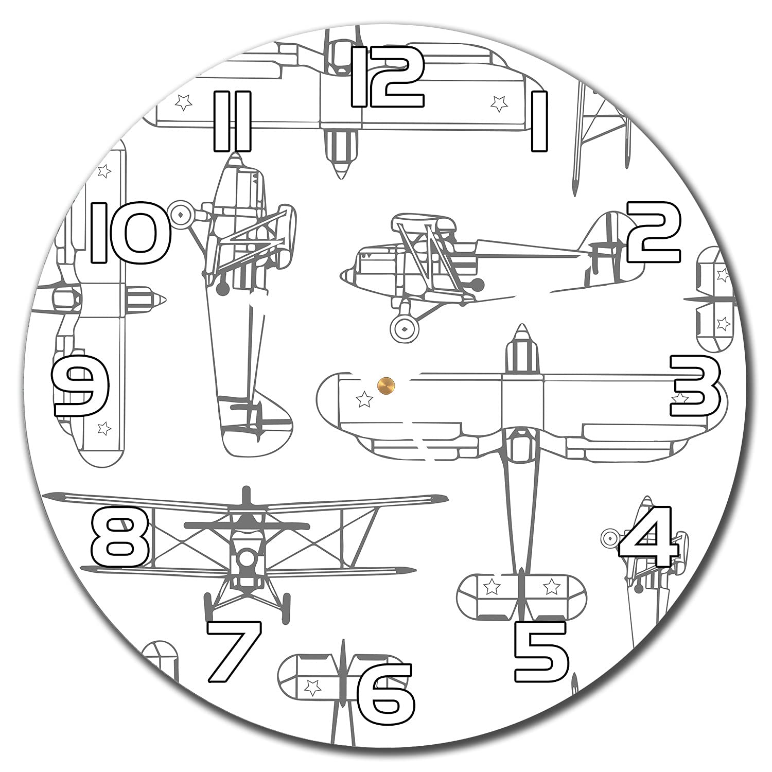 Horloge en verre sécurité Coloray de 30 cm au design moderne d'avions