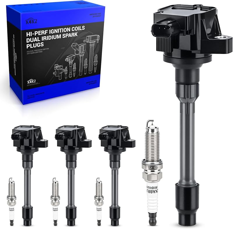 Kit de bobinas de ignição UF781 e velas Double Iridium 95660 X4XZ para Honda e Acura – 4 unidades