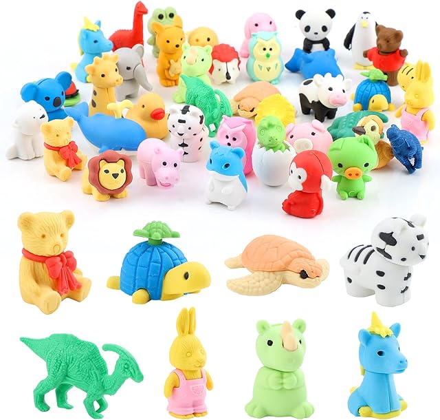 40 Pcs Animal Erasers Cartoon Erasers Detachable Erasers Pencil Erasers for Kids Puzzle Erasers 3D Animal Erasers Mini Rubber Erasers Creative Cute Stationery for Birthday School Activities Gift