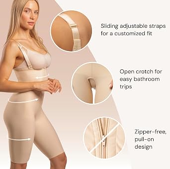 Isavela BS04 Stage 2 Compression Garment Mid-Thigh Bodysuit, Lipo Tummy Tuck Abdominoplasty BBL Recovery