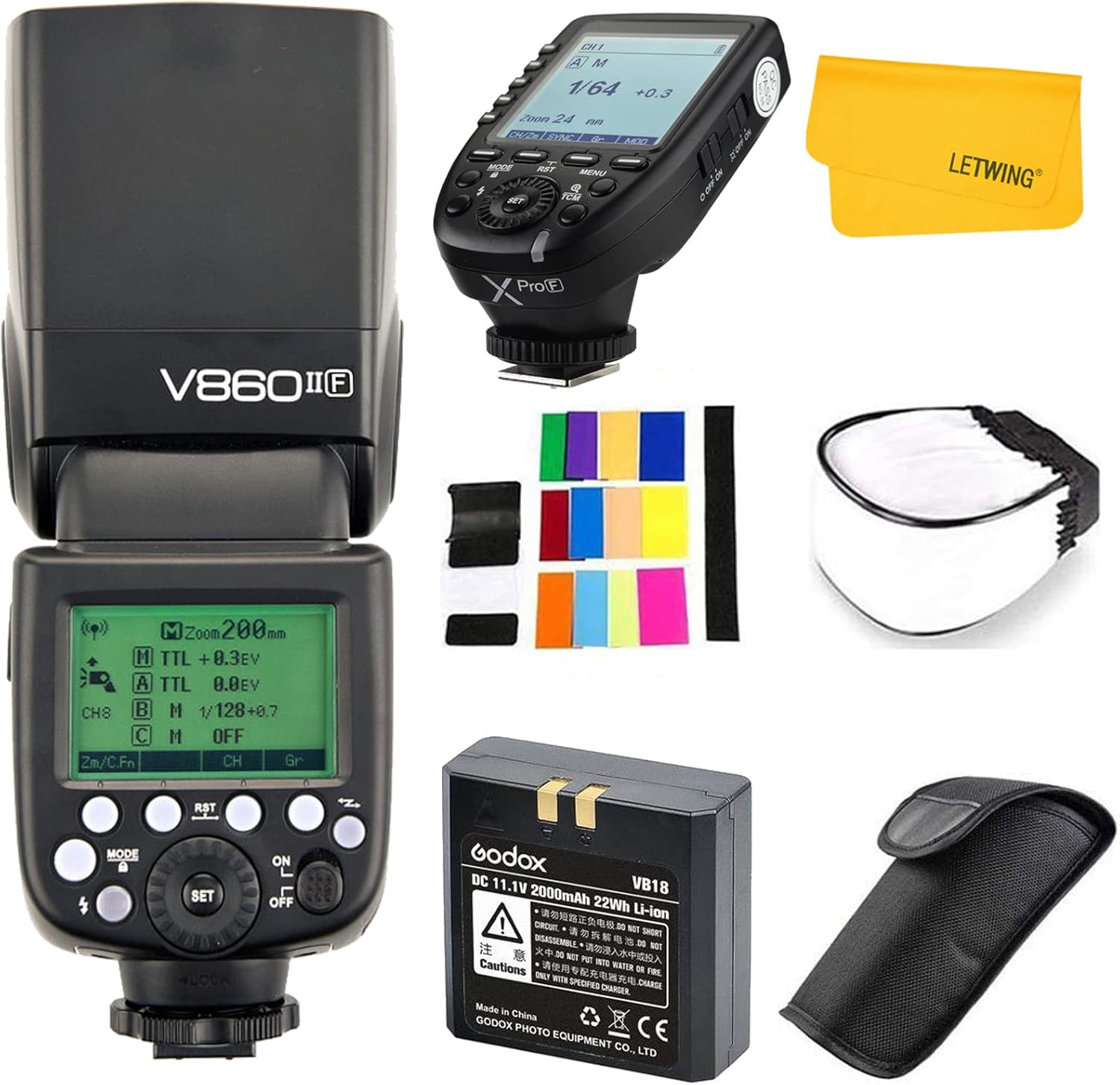 Godox V860II-F 2.4G TTL Li-on Battery Camera Flash Speedlite Compatible for Fujifilm Camera X-Pro2 X-T20 X-T1 X-T2 X-Pro1 X100F,Godox XPro-F 2.4G TTL Wireless High Speed Sync 1/8000s Flash Trigger