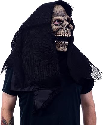 Zagone Grim Reaper Mask – Realistic Skull Face with Moving Jaw, Skeleton Halloween Costume for Adults, Scary Reaper Mask