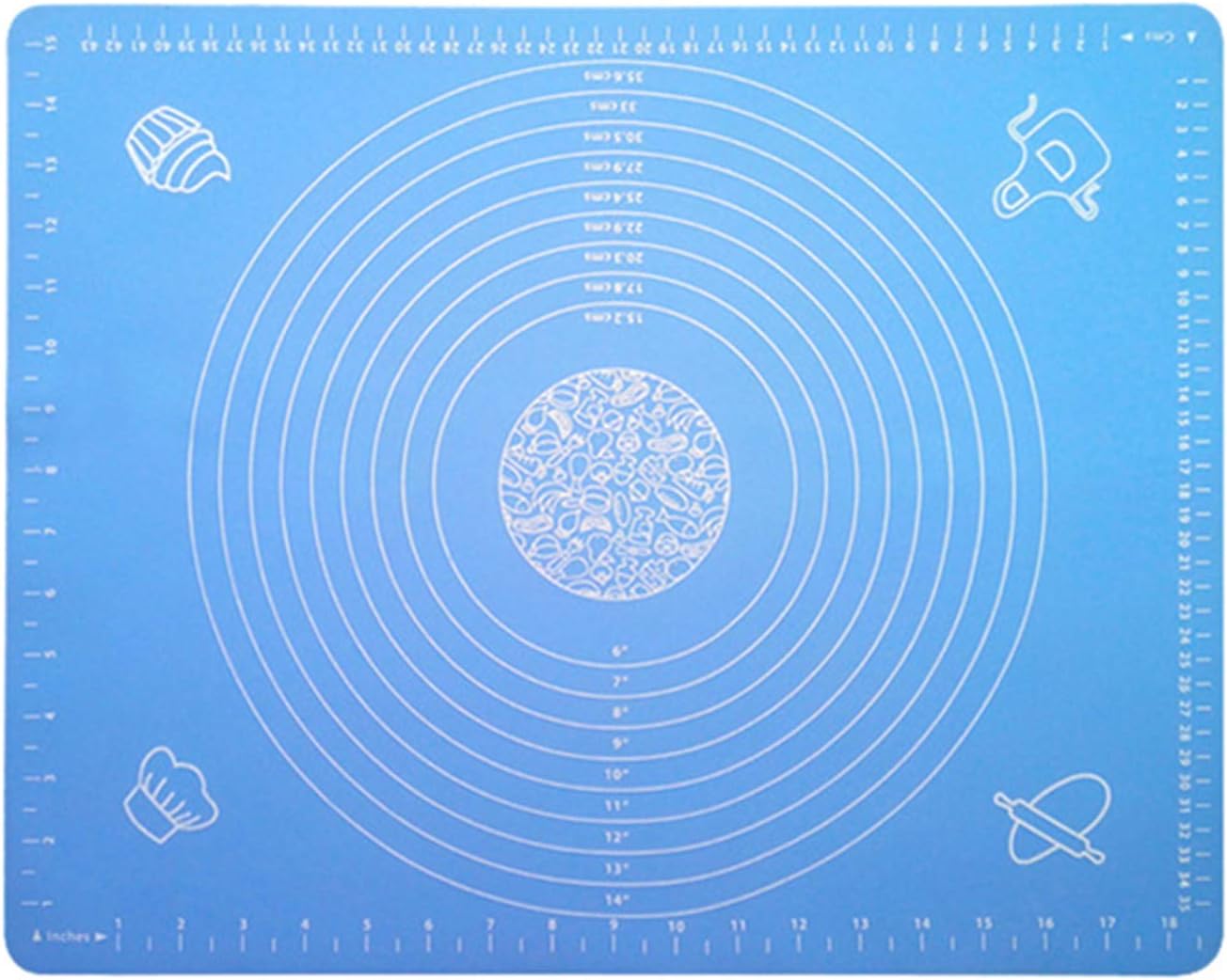 Extra Large Silicone Baking Mat for Pastry Rolling with Measurements Pastry Rolling Mat, Reusable Non-Stick Silicone Baking Mat (blue)