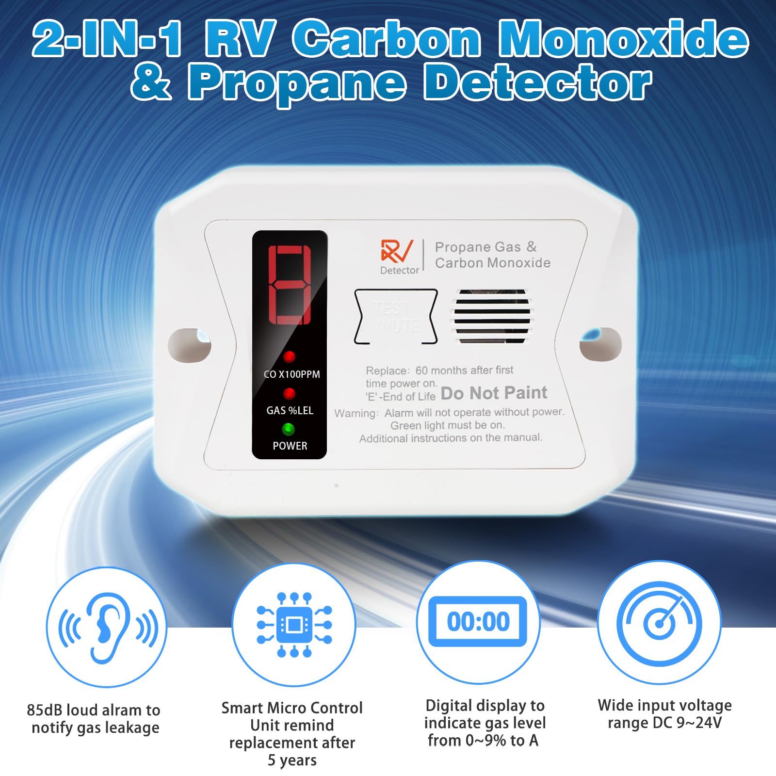 Protectmeter Detector de gas propano para RV, detectores de monóxido