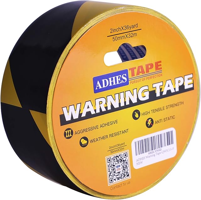ADHES Caution Tape Floor Tape Warning Tape Yellow Hazard Tape 50mmx 32m