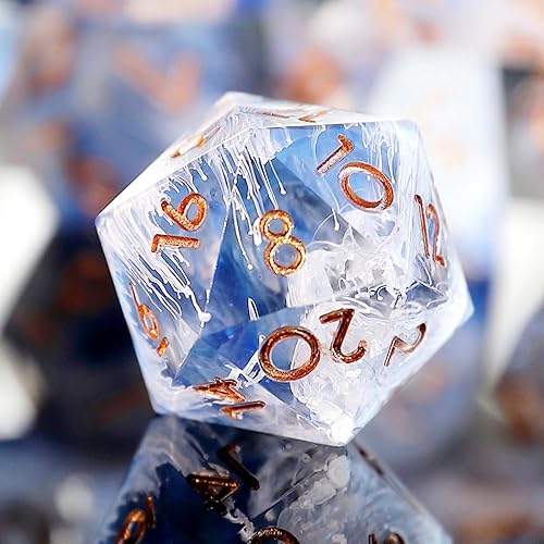 Miniatura 1 de Juego de dados de resina DND, dados Dungeons and Dragons hechos a mano con borde afilado D&D con caja de regalo, 7 piezas de dados para juegos de