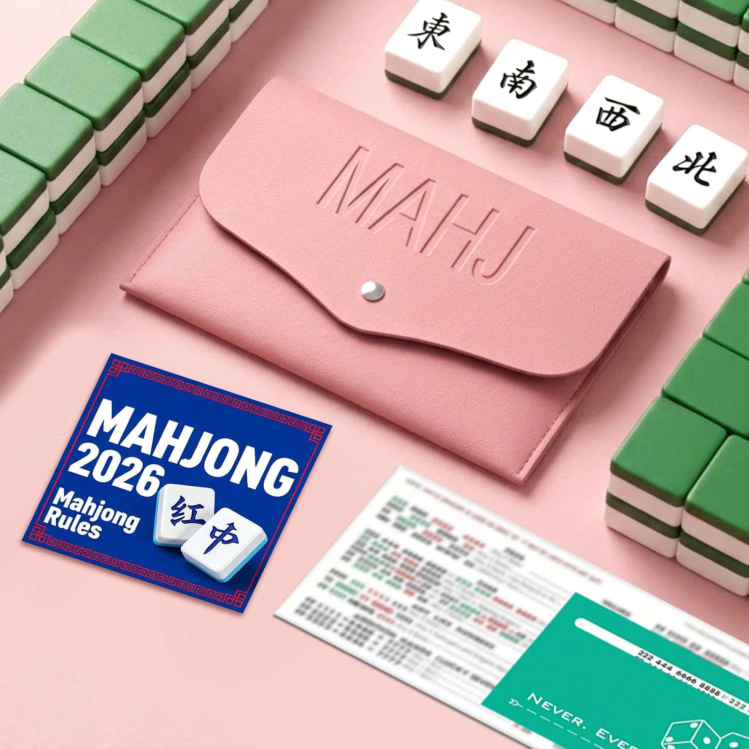 Vodolo Leather Mahjong Card Clutch Holder Pouch for Cards Mahjong Accessories 8x6 Inch Protective Cover Case image 2