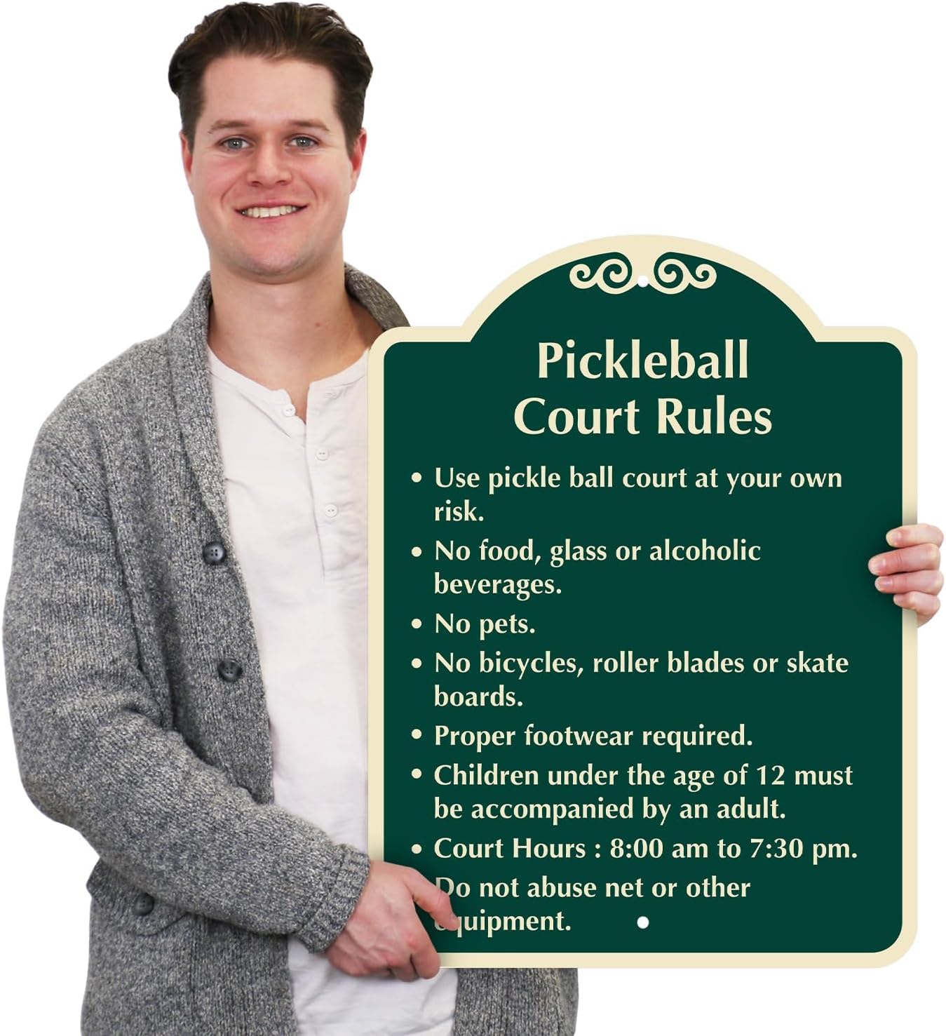 SmartSign 18" x 24" Designer Custom Pickleball Court Rules Sign, 120 mil Aluminum Composite (ACM), Reflective Option, Choose Color, Made in USA