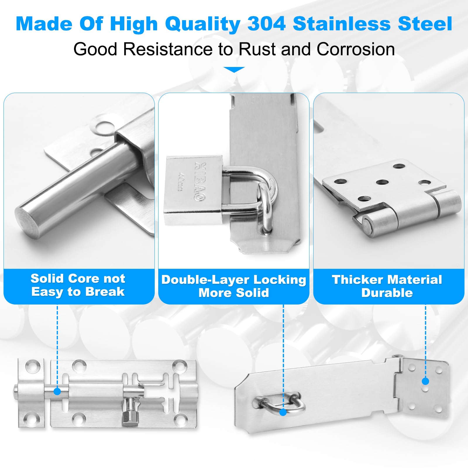 Door Lock Bolt Lock Gate Bolt Gate Bolt, 2Pcs Door Bolts Stainless - View #4