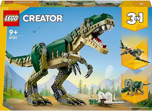 LEGO Creator 3’ü 1 in 1 T. rex 31151 – Creative Toy Making Set with Triceratops and Pterodactyl Models for Dinosaur Enthusiasts Ages 9 and Over, Gift Idea for Kids (626 Pieces)