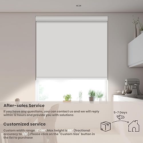 Miniatura 2 de BERISSA Persianas enrollables opacas para ventanas, sin cordón, para oscurecer la habitación, con cenefa de cassette, persianas de ventana