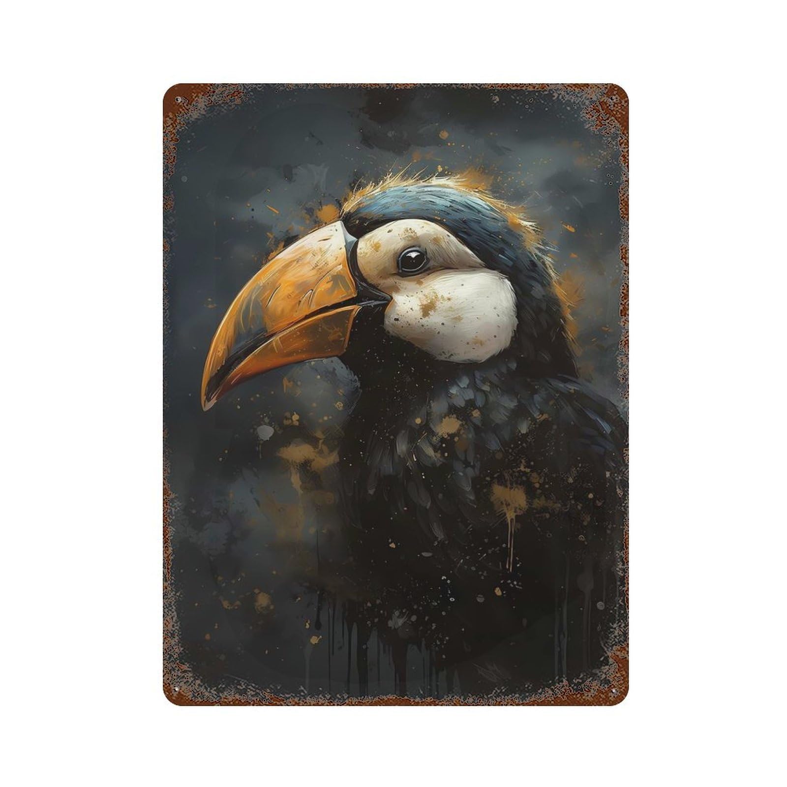 Distressed Metal Wall Sign Puffin Lovely 15.7"x11.8", Retro Wall Decor for Basement, Hobby Room And Garage Decor