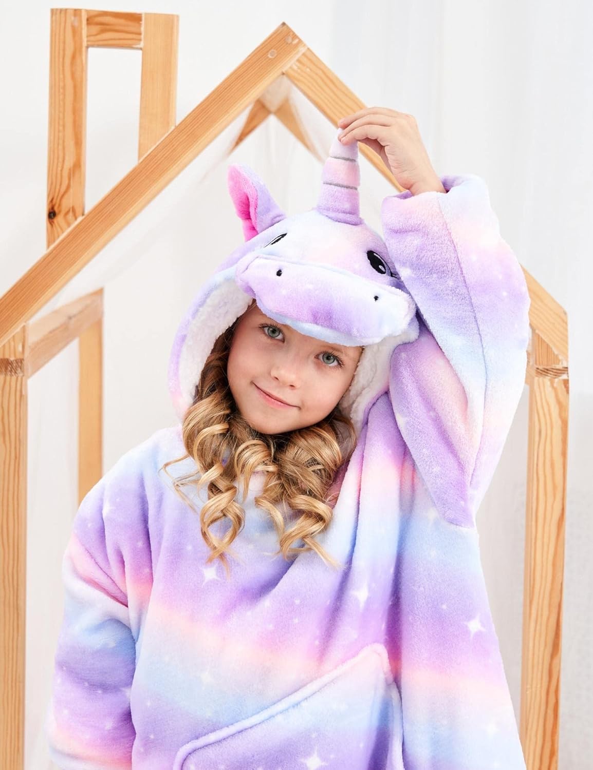 Unicorn Wearable Blanket Hoodie for Girls Unicorn Oversized Hoodie for Kids