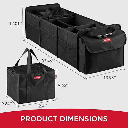 Miniatura 5 de Rubbermaid Organizador de automóvil, organizador plegable para maletero con tapa y bolsa enfriadora extraíble a prueba de fugas, organización de