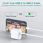 IFEART 2 Pack 6.6FT USB C Cable for iPad 10th, Pro 13 12.9 11 inch, Air 6th 5th 4th, mini 6, Compatible with MacBook Air Pro Charger, Type C Fast Cord for iPhone 16 15 Pro Max, 60W 3A