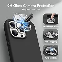 Vista 912 de GONEZ Funda de silicona para iPhone 15 Pro Max, compatible con Magsafe, protector de cámara + protector de pantalla, forro de microfibra suave Negro