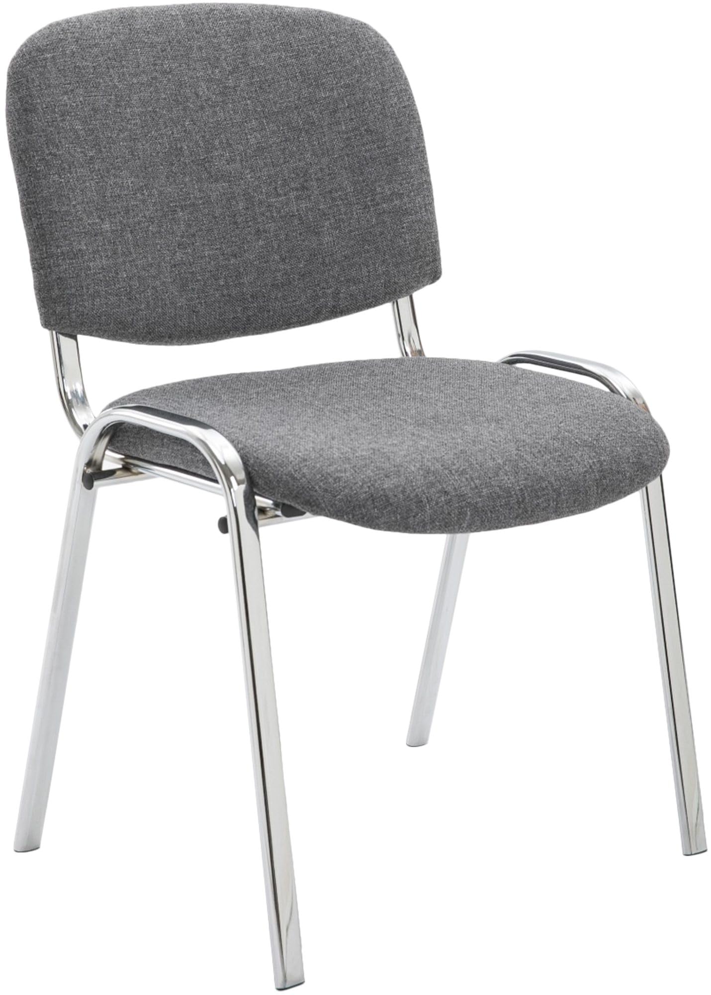CLP Chaise de conférence Ken chromée avec rembourrage de qualité supérieure et housse en tissu I Chaise empilable avec structure en métal robuste à l'aspect chromé - Couleur : gris