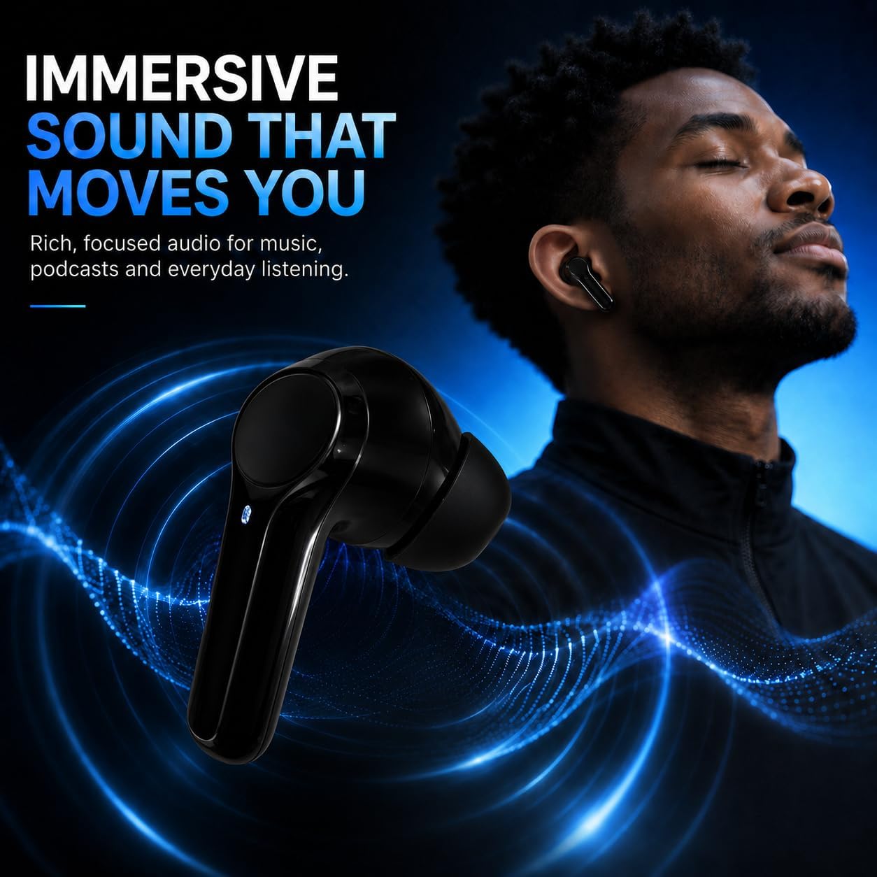 Wireless Earbuds, Bluetooth Earbuds, Bluetooth Headphones with Bluetooth 6.0, Built-in Microphone, Clear Calls,Stereo, Fast Pairing, 40H Playtime, Lightweight Secure Fit for Sports, Running, Workout