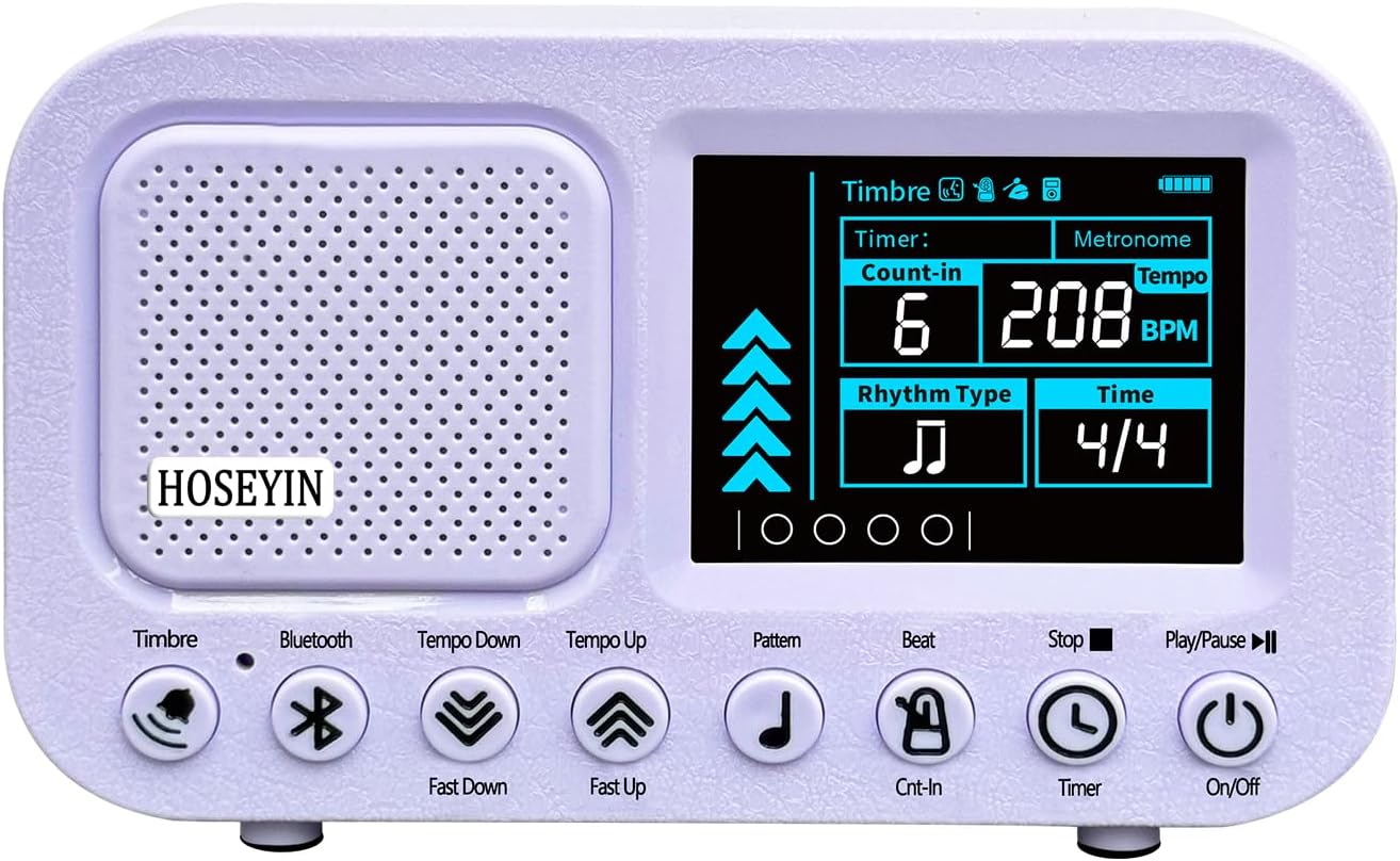 Digital Metronome Rechargeable English Vocal Countdown With Timer Function Bluetooth Connectivity Suitable for Piano, Guitar, Drums, and All Instruments (Purple)
