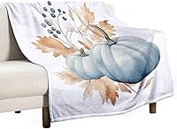Vista 19 de Manta rústica de calabaza azul polvoriento, con estampado de acuarela, Acción de Gracias o Halloween, manta suave de 30 x 40 pulgadas, acogedora