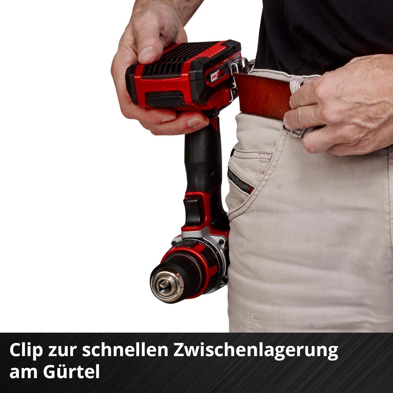Cordless drill with belt clip