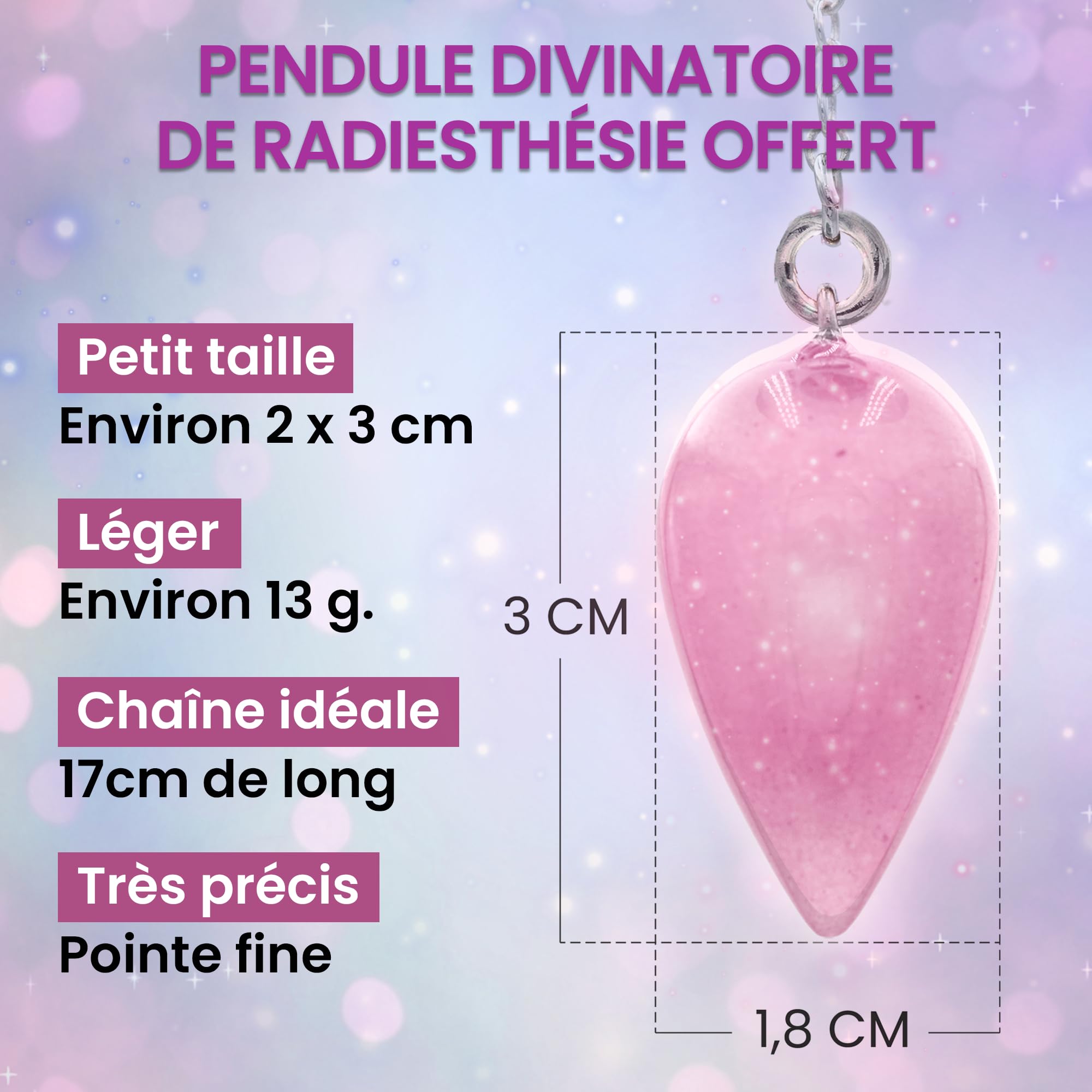 VIBRATIS Coffret d'Initiation au Pendule Divinatoire : 19 Planches de Radiesthésie, Livre Complet, Pendule Divinatoire Offert et Fleur de Vie pour Purifier le Pendule