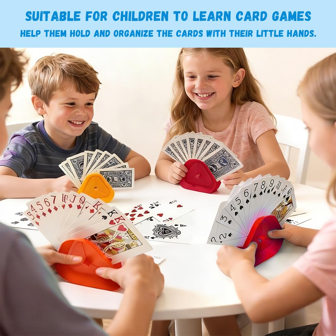 4 Piezas Soporte para Naipes, Sujeta Cartas, Naipes Y Naipes En Forma Triángulo, para Juegos de Cartas de pie en Forma de triángulo, Compatible con Diferentes tamaños de Cartas