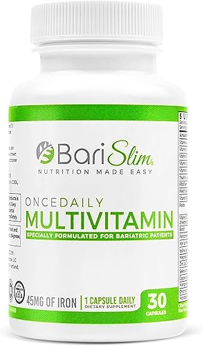 Bari Slim Cápsula multivitamínico bariátrica Once Daily - 45 mg de hierro - Vitamina bariátrica y suplemento para cirugía postbariátrica incluyendo
