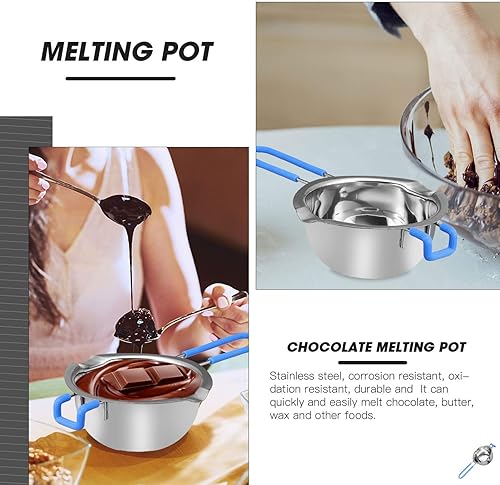 Miniatura 3 de Hemoton Olla de doble caldera de acero inoxidable con inserto universal de acero con mango de silicona para derretir chocolate, mantequilla, queso,