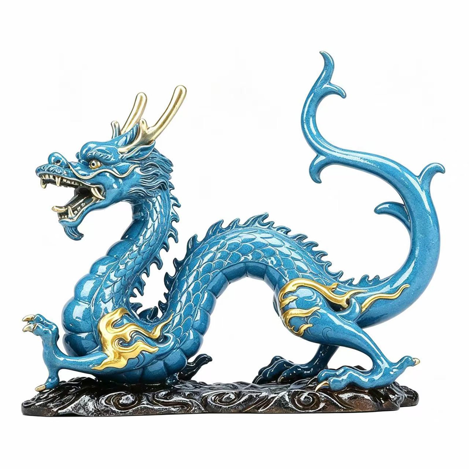 Hhhxkkuo Brass Zodiac Dragon Sculpture 7.48" L Chinese Feng Shui Figurine